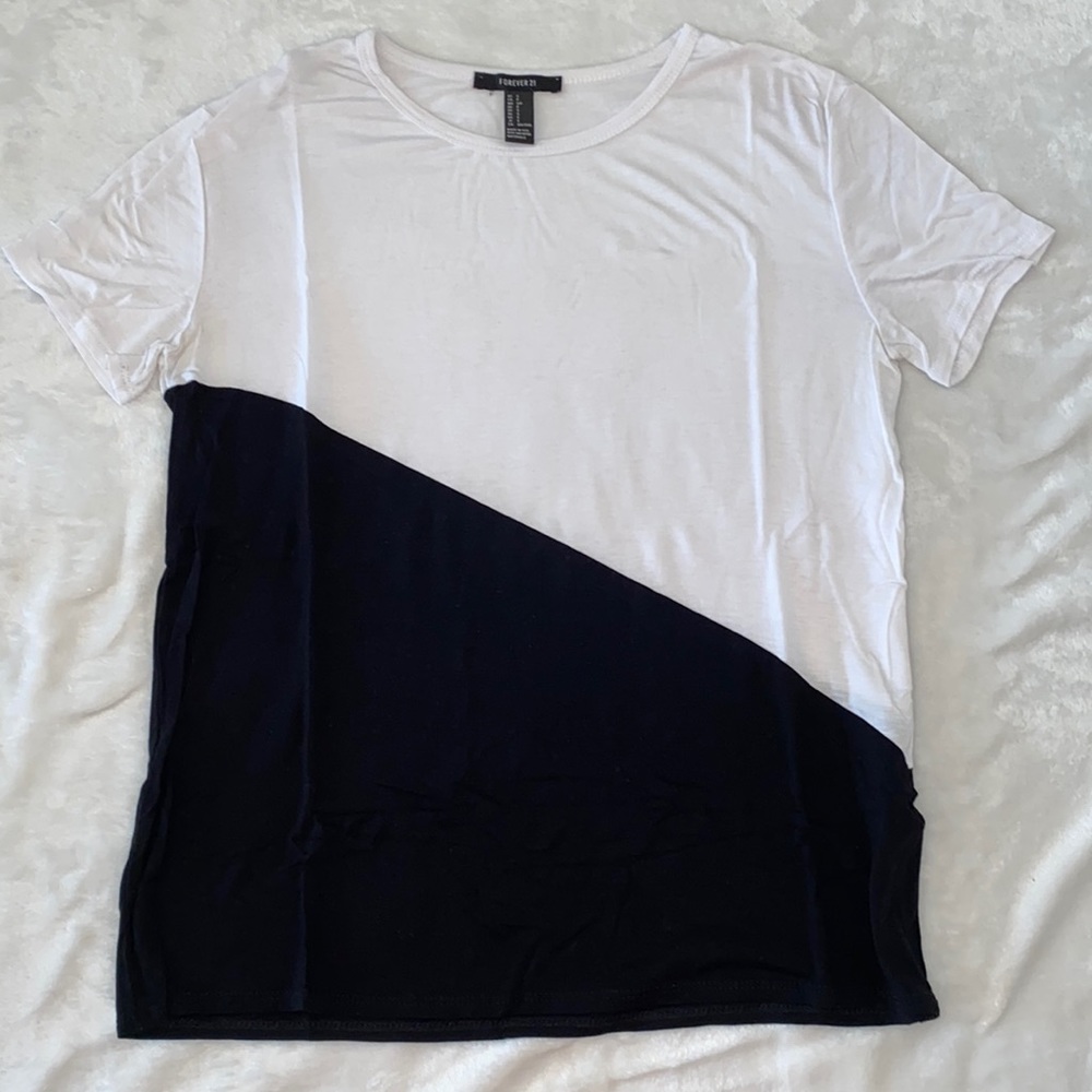White black colorblock short sleeve tee